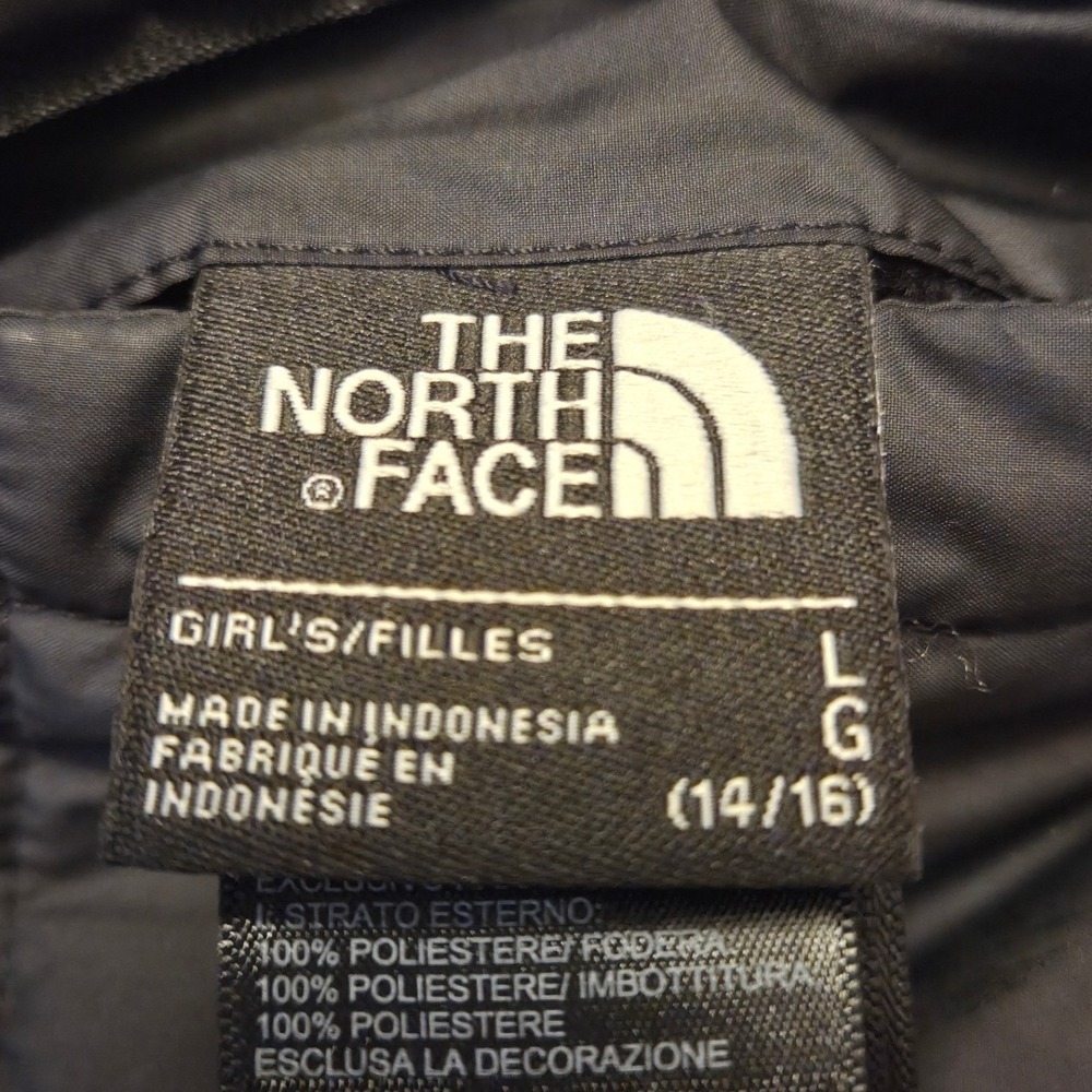 The North Face Reversible Jacket Girls L 14/16 Black Excellent Mossbud Swirl - Picture 9 of 11